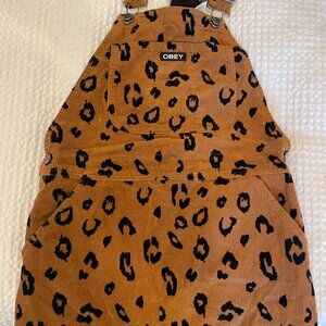 OBEY corduroy cheetah print overall dress